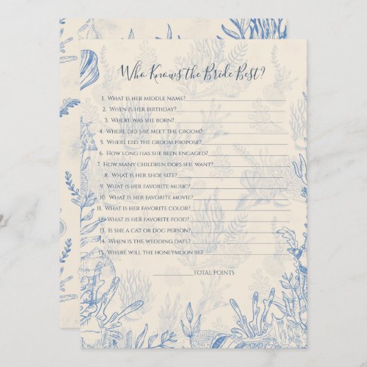 Wie weet bruidsspelkaart kaart (Voorkant / Achterkant)