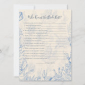 Wie weet bruidsspelkaart kaart (Voorkant)