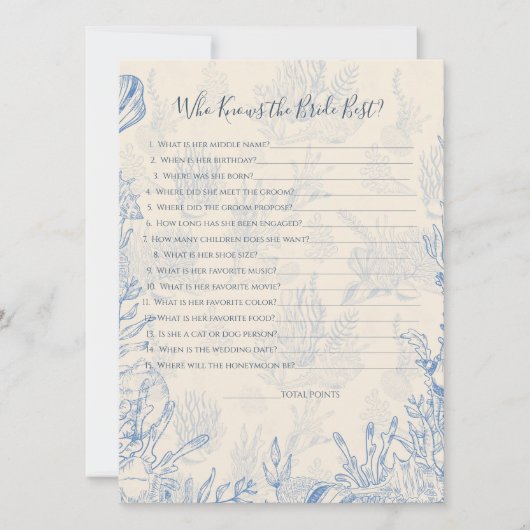 Wie weet bruidsspelkaart kaart (Voorkant)