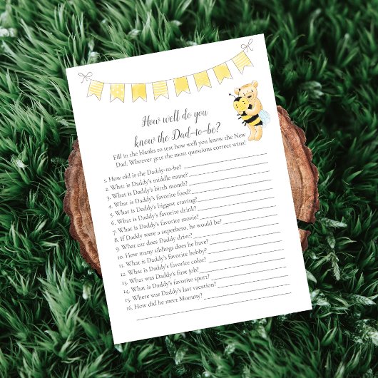 Wie weet daddy-to-be spel Teddy Bear Kaart