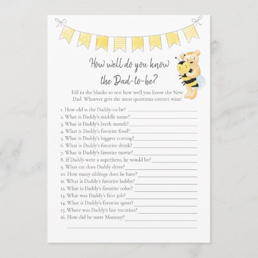 Wie weet daddy-to-be spel Teddy Bear Kaart (Voorkant)