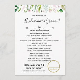 wie weet dat bridal baby shower spel kent kaart