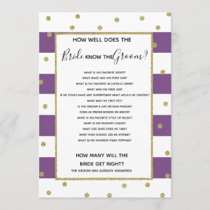 wie weet dat bridal baby shower spel kent kaart