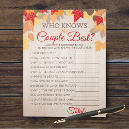 Wie weet het paar beste Herfst bruids spel pack Notitieblok