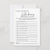 Wie weet het verjaardagsmeisje beste partij spel k kaart (Voorkant)