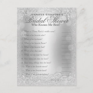 Wie weet is ik spel   Zilveren Elegantie Briefkaart