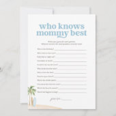 Wie weet Mama Beste Baby Stranddouche Spel Kaart (Voorkant)
