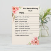 Wie weet Mama Beste Bloemen Baby shower Game Kaart (Staand voorkant)