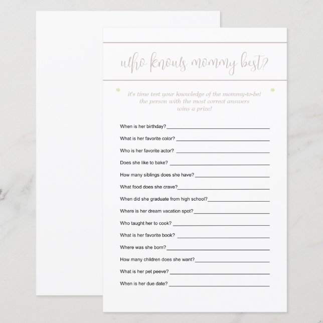 Wie weet mama beste gokken spel sterren roze (Voorkant / Achterkant)