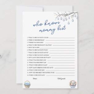 Wie weet Mama Beste Paas Baby shower Game Kaart