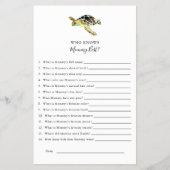 Wie weet Mama Beste Zee Schildpad Baby shower Eenv Flyer (Voorkant)