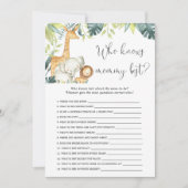 Wie weet mammie beste safari baby shower spel kaart (Voorkant)