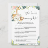 Wie weet mammie beste safari baby shower spel kaart (Voorkant)
