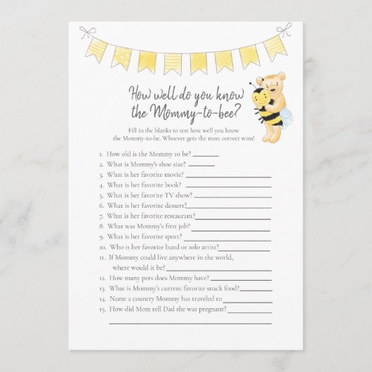 Wie weet mammie-to-be spel Teddy Bear Kaart (Voorkant)