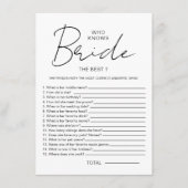 Wie weet The Bride Best Vrijgezellenfeest Party Ga Informatiekaartje (Voorkant)