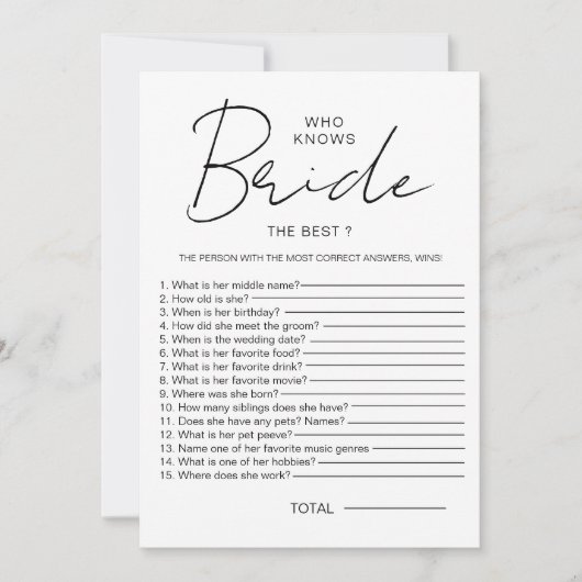 Wie weet The Bride Best Vrijgezellenfeest Party Ga Kaart (Voorkant)