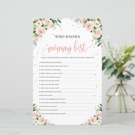 wie weet wie het beste baby shower is (Staand voorkant)