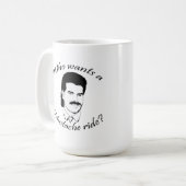 Wie wil een Mustache Ride? Koffiemok (Voorkant links)