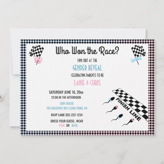 Wie wil er met de Race Gender onthullen Funny Sper Kaart (Voorkant)