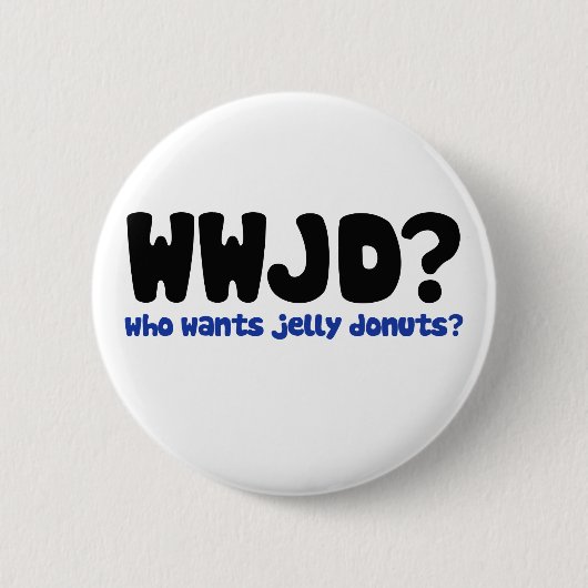Wie wil geleidedonuts ronde button 5,7 cm (Voorkant)
