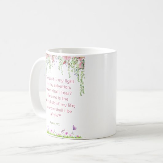 Wie zal ik vrezen? | Faithful Strength Coffee Mok (Voorkant links)