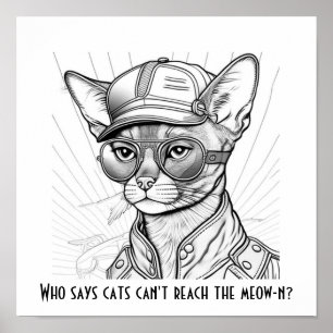 Wie zegt dat katten de meow-n niet kunnen bereiken poster