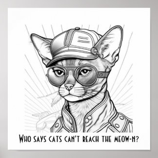 Wie zegt dat katten de meow-n niet kunnen bereiken poster