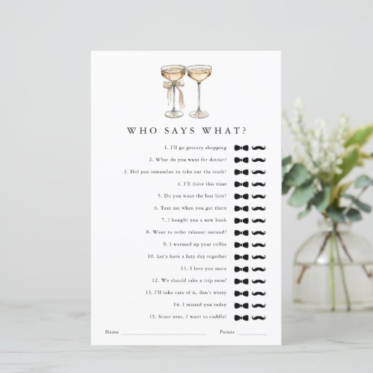 Wie zegt wat Champagne Gay Wedding Shower Game (Staand voorkant)