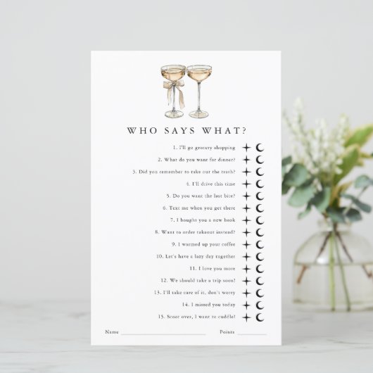 Wie zegt wat genderneutraal huwelijksdouchespel (Staand voorkant)