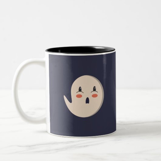 "Wie zei BOO?" Cute Ghost Two-Tone Halloween Mok (Links)