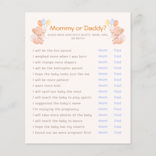 Wie zei citaat eerste Paper Sheet Game (Voorkant)