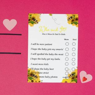 Wie zei dat het baby shower feest was pa of mam bi briefkaart