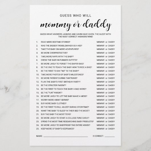 Wie zei dat het leuk budgetvriendelijk Baby shower Flyer (Voorkant)