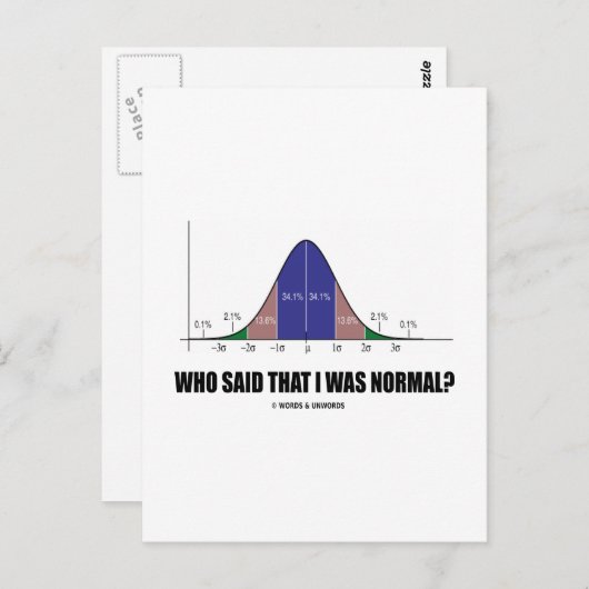 Wie zei dat ik normaal was? (Stats Humor) Briefkaart (Voorkant / Achterkant)