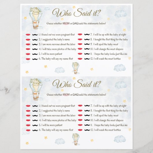 Wie zei het? Baby Shower Spel (Voorkant)