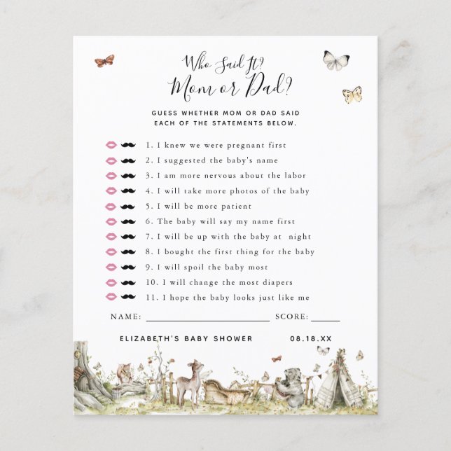 Wie zei het | Baby Shower Spel (Voorkant)