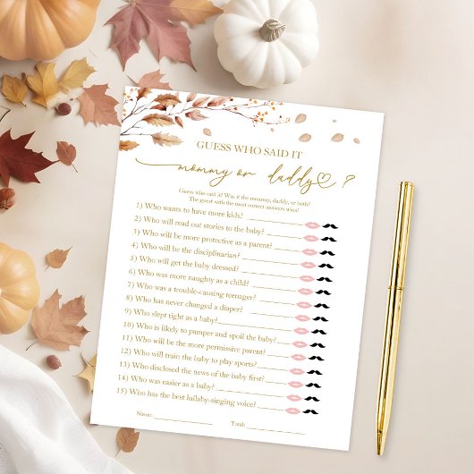 Wie zei het Baby shower spel Kaart