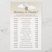 Wie zei het Blue Teddy Bear Baby shower spel Flyer (Voorkant)