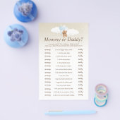 Wie zei het Blue Teddy Bear Baby shower spel Flyer (Enkel)