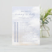 Wie zei het Cloud 9 Baby shower spel Kaart (Staand voorkant)