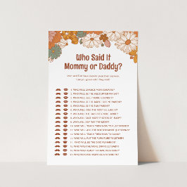 Wie zei het Groovy Baby shower Game