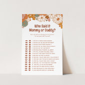 Wie zei het Groovy Baby shower Game