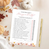 Wie zei het Herfst Baby shower spel Kaart