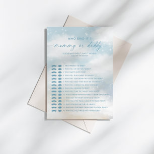 Wie zei het mama?   Daddy Baby shower Game Kaart