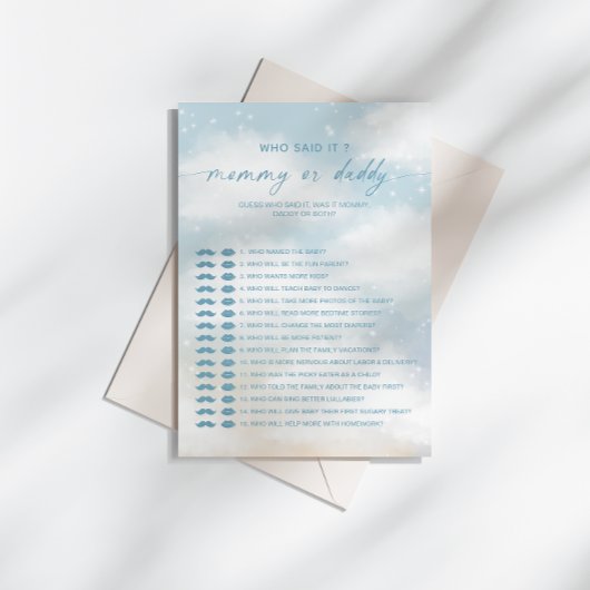 Wie zei het mama? | Daddy Baby shower Game Kaart