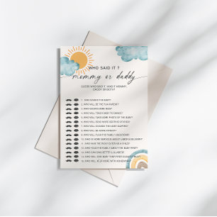Wie zei het mama?   Daddy Baby shower spel Kaart