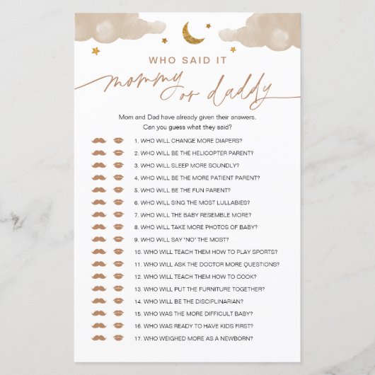 Wie zei het mama of papa Baby Game Twinkle Star (Voorkant)