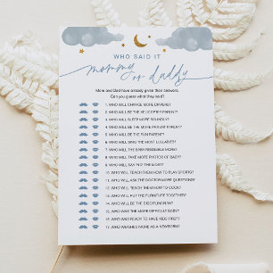 Wie zei het mama of papa Baby Game Twinkle Star Kaart