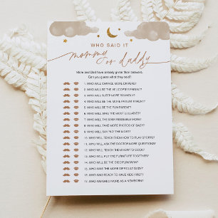 Wie zei het mama of papa Baby Game Twinkle Star Kaart