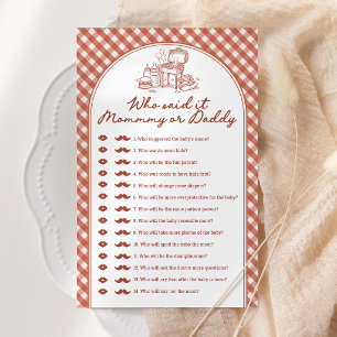 Wie zei het mama of papa Baby Q Baby Shower Spel